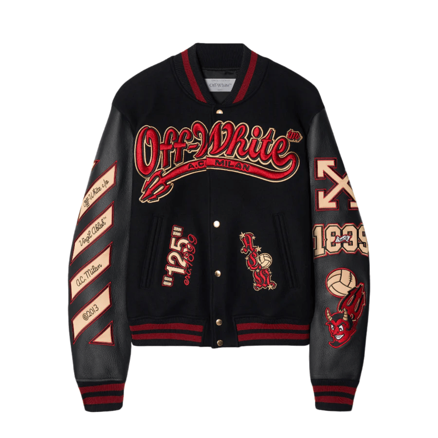 Off White Ac Milan Black Varsity Jacket