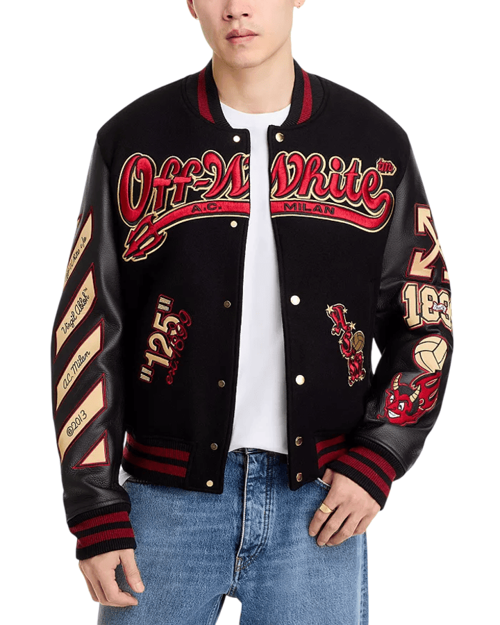 Off White Ac Milan Black Varsity Jacket