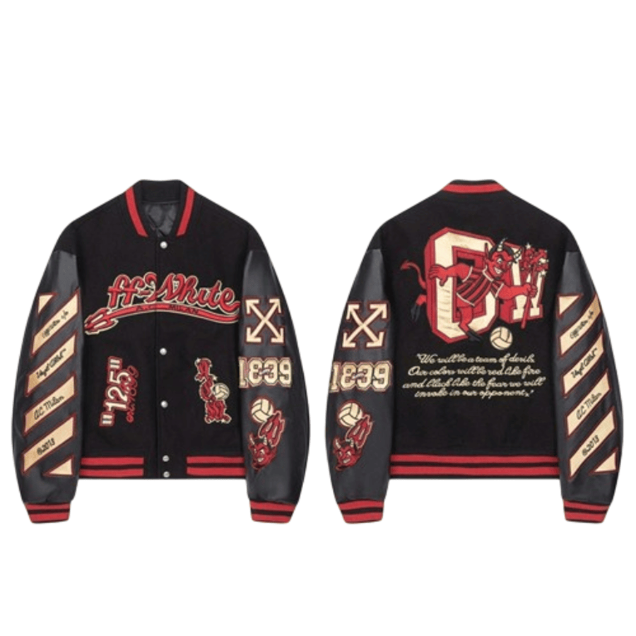 Off White Ac Milan Black Varsity Jacket